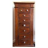 Jewelry Armoire with Mirror Lid - Wood Cabinet