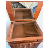 Jewelry Armoire with Mirror Lid - Wood Cabinet