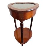 Heart-Shaped Jewelry Box on Pedestal - Glass Top, Velvet Interior, 15x15x29