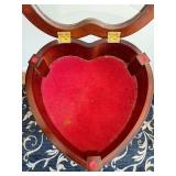 Heart-Shaped Jewelry Box on Pedestal - Glass Top, Velvet Interior, 15x15x29