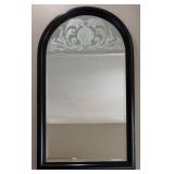 Arch Mirror - Black Frame - Frosted Filigree Pattern