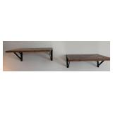 Industrial Wood Wall Shelves (Lot of 2)