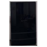 Black High-Gloss Wardrobe Cabinet - 2-Doors, 2 Drawers