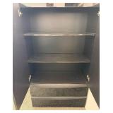 Black High-Gloss Wardrobe Cabinet - 2-Doors, 2 Drawers