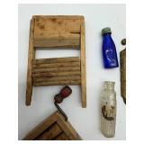 Antique Match Holder - Miniature Bottles, Clothes Pins & Parts Collection