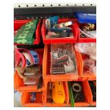 Assorted Hardware in Orange Bins - Screws, Nuts, Bolts & Fittings