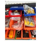 Assorted Hardware in Orange Bins - Screws, Nuts, Bolts & Fittings