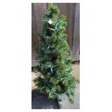 Two Small Artificial Christmas Trees & Merry Christmas Doormat