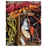 Assorted Extension Cords, Rope & Air Hose
