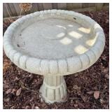 Massarelli Stone Bird Bath with Fluted Pedestal - 24-Inch Bowl Garden Ornament