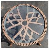 Round Glass-Top Cast Iron Patio Table