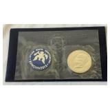 1971 S-Eisenhower Uncirculated Silver Dollar with token- original package with COA