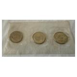 1979 P/D/S Susan B Anthony 3 Coin Dollar Souvenir Set - cello wrap