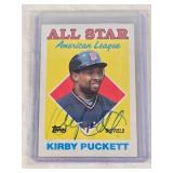 Kirby Puckett Auto on 1988 Topps All-Star Signed Trading Card #391 With Beckett Letter of Authenticity - Minnesota Twins Baseball Card