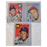 Lot of 3 Vintage 1954 Topps Baseball Cards Featuring Willie Jones, Ray Murray, and Bob Swift.