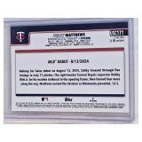 Zebby Matthews Rookie 2025 Topps Chrome Prism Refractor #USC171 - Minnesota Twins Baseball Card