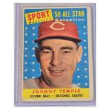 Johnny Temple 1958 Topps SPORT Magazine All-Star Selection #478 - Cincinnati Redlegs Vintage Baseball Card