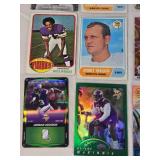 Lot of 27 Minnesota Vikings Football Cards featuring players like Alan Page, Warren Moon, Justin Jefferson, and Adrian Peterson. Includes Rookie, Holo, and Vintage cards.