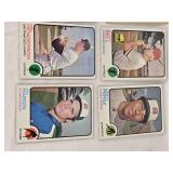 Lot of 13 Vintage Baseball Cards Featuring Chet Nichols, Marty Perez, Jim Hardin, and Milwaukee Brewers Team Card.