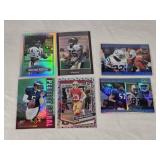 Lot of 6 Refractors Featuring Walter Payton, Reggie Bush, Donovan McNabb, Christian McCaffrey, Edgerrin James, and Ray Lewis