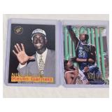 Lot of 2 Kevin Garnett Rookie Basketball Cards - Includes Topps Stadium Club and Fleer Ultra sets featuring Minnesota Timberwolves.