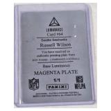 Russell Wilson 2019 Panini Luminance Printing Plate 1/1 #64 - Seattle Seahawks Football Card