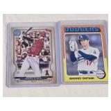 Lot of 2 Shohei Ohtani Baseball Cards including Topps Gypsy Queen and Dodgers Heritage.