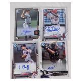 Lot of 4 Rookie cards with On Card Autos Trent Deveaux, Micker Adolfo, Ty Blach, and Jackson Cluff