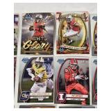 Lot of 39 1st Bowman Football Cards featuring various players including Deontae Lawson, Francisco Mauigoa