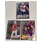 Lot of 39 1st Bowman Football Cards featuring various players including Deontae Lawson, Francisco Mauigoa