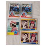 Lot of 5 Pete Rose Baseball Cards including 1983 Topps Super Veteran and All Star cards.