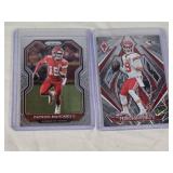 Lot of 2 Patrick Mahomes II Football Cards from Panini Prizm and Laser