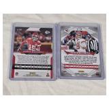 Lot of 2 Patrick Mahomes II Football Cards from Panini Prizm and Laser