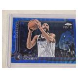 Rudy Gobert 2025 Topps Chrome Blue Wave Refractor #165 and Numbered 93/150 - Minnesota Timberwolves Basketball Card
