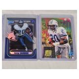 Lot of 2 Barry Sanders Football Cards featuring Playoff Momentum and Fleer Ultra Hot Numbers