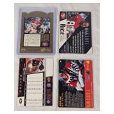 Lot of 4 Jerry Rice Football Cards featuring Action Packed 1995, Pinnacle, Upper Deck All NFL Team, and Encore sets.