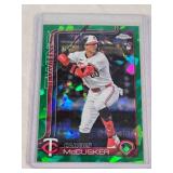 Carson McCusker Rookie 2025 Topps Chrome Green Cracked Ice #155 and Numbered 97/99 - Minnesota Twins Baseball Card