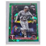 Ryan Fitzgerald Rookie 2025 Topps Chrome Green Cracked Ice USC8 and Numbered 63/99 - Minnesota Twins Baseball Card