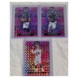 Lot of 3 Football Cards Featuring Saquon Barkley, Lamar Jackson, and Joe Burrow - Pink Reactive Mosaic Cards