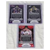 Lot of 3 Football Cards Featuring Saquon Barkley, Lamar Jackson, and Joe Burrow - Pink Reactive Mosaic Cards