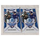 Lot of 2 Unopened 2021 Bowman Chrome Baseball Card Packs