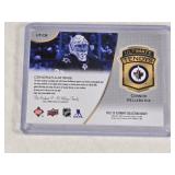 Connor Hellebuyck GOLD MEDAL GOALIE 2022-23 Upper Deck Ultimate Jersey Tendys Memorabilia #UT-CH - Winnipeg Jets Hockey Card