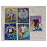 Lot of 5 Numbered Tennis Refractors Featuring Pablo Andujar, John Newcombe, Thiago Seyboth Wild, Alejandro Davidovich Fokina, and Charles Pasarell