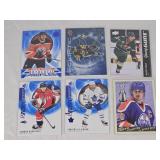 Lot of 6 Hockey Cards Featuring Connor McDavid, Sidney Crosby, Mason Shaw, Connor McMichael, Timothy Liljegren, and Wayne Gretzky. Includes Rookie and Authentic Profiles, Eclipse, and Young Guns Serie
