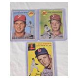 Lot of 3 Vintage Baseball Cards Featuring Tom Qualters, Hal Brown, and Mickey Micelotta - Philadelphia Phillies and Boston Red Sox.