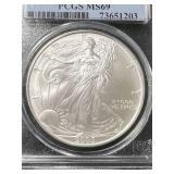 2005 AMERICAN SILVER EAGLE PCGS MS69