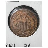 1864 US 2 CENT PIECE
