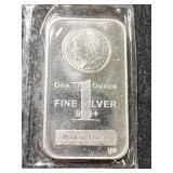 1 TROY OZ .999 FINE SILVER MORGAN DOLLAR DESIGNED BAR