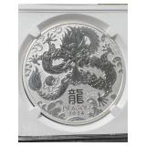 2024 AUSTRALIAN YEAR OF THE DRAGON SILVER ROUND NGC MS69