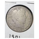 1901 US BARBER HALF DOLLAR